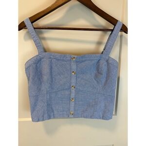 Abercrombie & Fitch Blue Denim Corset Bustier Coquette Crop Tank‎ Top Size XL